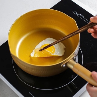 Chảo chống dính Ceramic đáy lòng sâu có tay cầm cán gỗ chống bỏng lúa mạch 18cm-11077