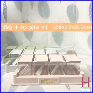 Bộ 4 lọ gia vị có thìa muỗng nhựa Việt Nhât 2939 { H }