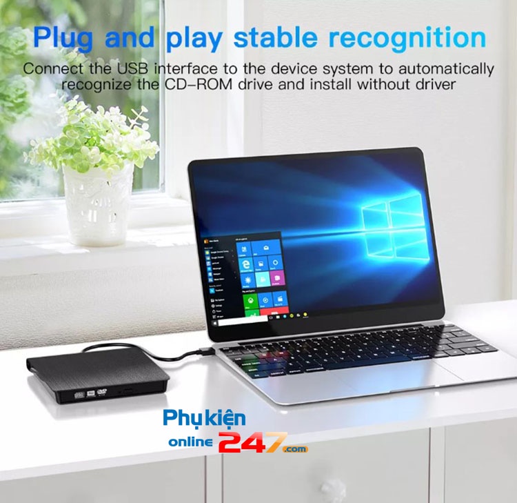 Ổ đọc ghi đĩa CD DVD rời gắn ngoài qua cổng USB 3.0 cho laptop, PC, máy ...