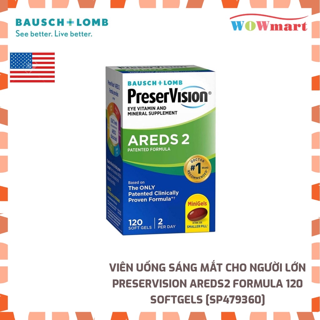 Viên uống sáng mắt cho người lớn Preservision AREDS2 Formula 120 ...