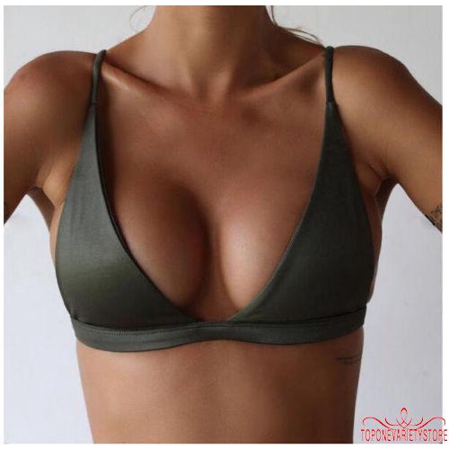Áo Bikini mùa hè dành cho nữ, Áo ngực dây có đệm màu trơn miễn phí, Khóa lưng tam giác Áo tắm