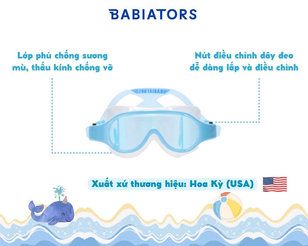 Mô tả Kính bơi cho bé Babiators - Xanh Ca-ri-bê, từ 3 tuổi - 2