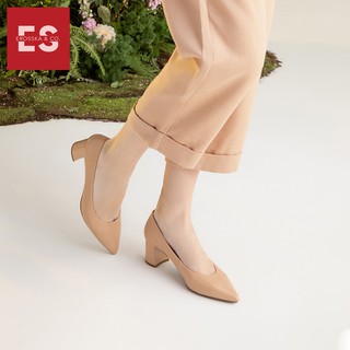 [FORM BÉ TĂNG 1 SIZE] - Giày cao gót Erosska mũi nhọn kiểu dáng cơ bản cao 5cm màu kem _ EP011