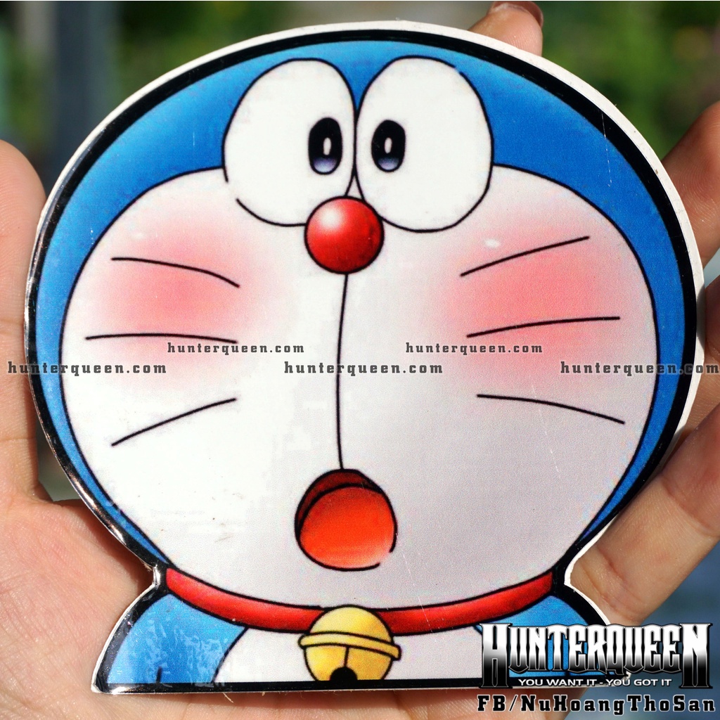 Hình dán Doraemon há hốc mồm kinh ngạc cute. Decal Sticker cao cấp chống nước, bền màu, độ dính cao
