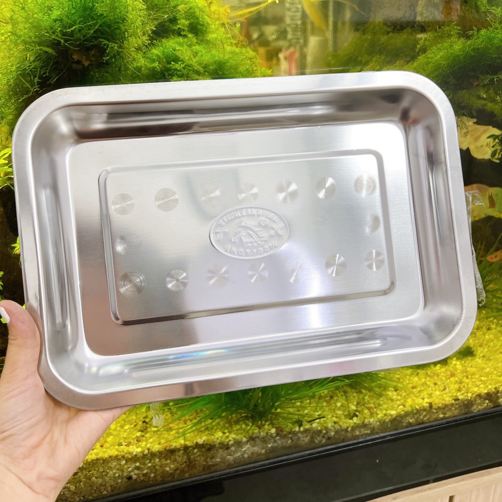 Khay mâm inox chữ nhật cạn đủ size vừa đến lớn