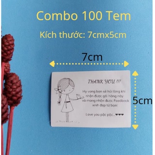 100 tem dán thank you, lời nhắn gửi khách hàng có sẵn keo dán kích thước 7x5cm