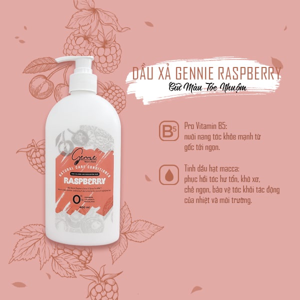 Ảnh Dầu gội - xả Gennie Natural Care Raspberry cho tóc nhuộm và tóc highlight 400ml 3