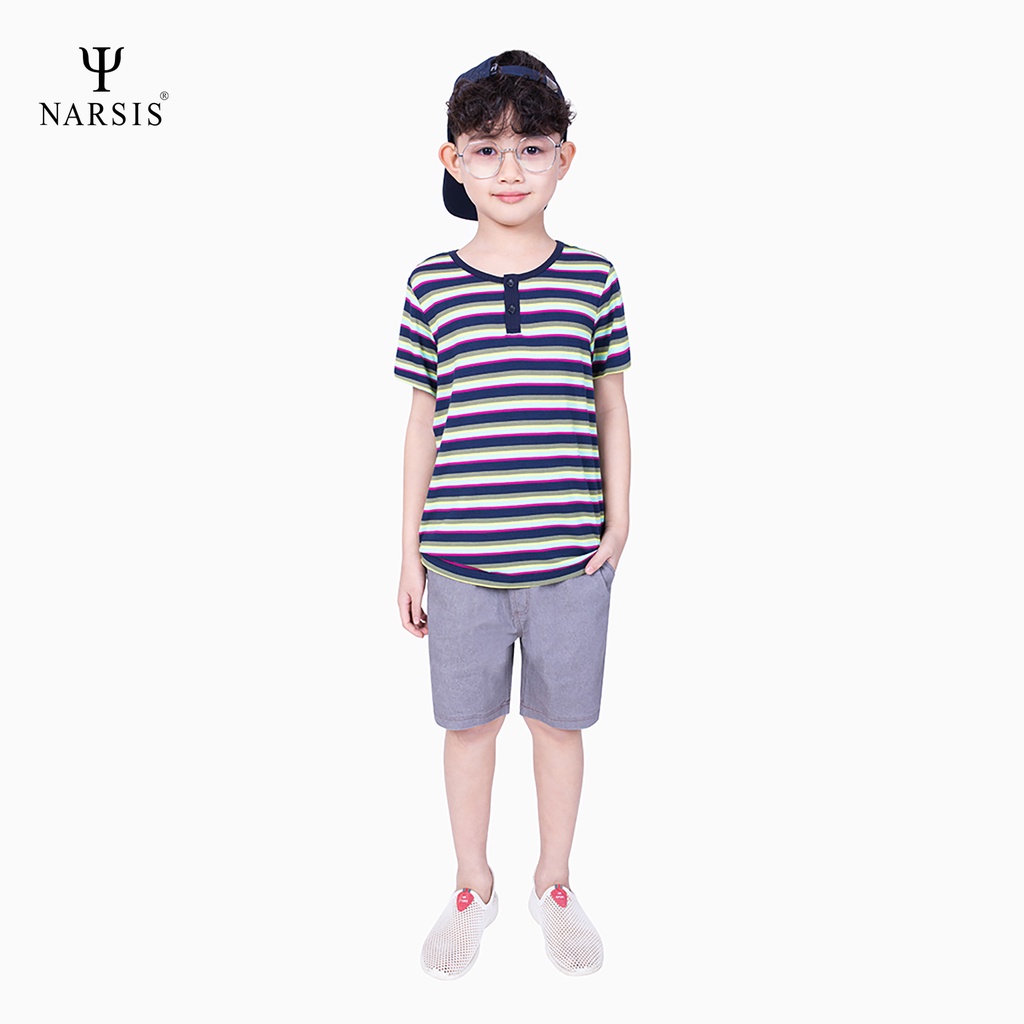 Đồ bộ bé trai mùa hè Narsis KE20911 áo Cotton quần chất kaki hàng thiết kế chính hãng