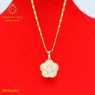 Dây Chuyền Nữ Titan, Vòng Cổ Mặt Đính Đá Xi Mạ Vàng Non 24k Cao Cấp - Trang Sức Hava Hong Kong