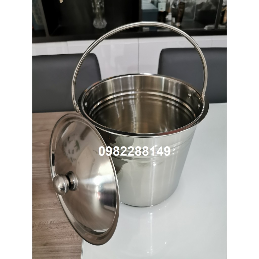 XÔ INOX CÓ NẮP ĐỰNG NƯỚC LÈO(NƯỚC LẨU), ĐỰNG ĐÁ. | Shopee Việt Nam