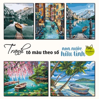 TỔNG HỢP- Tranh tô màu theo số, Tranh sơn dầu số hóa tự tô NON NƯỚC HỮU TÌNH, có khung, 40x50cm