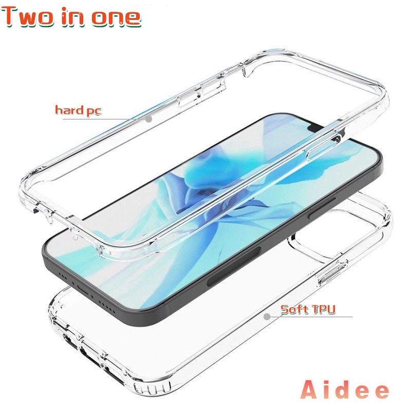 Ốp Điện Thoại Tpu + pc Cứng 2 Trong 1 Cho Iphone 17 15 14 13 12 11 PRO MAX 15 Promax XS MAX XR X 6 6S 7 8 Plus Mini Chống Sốc Trong Suốt Trong Suốt