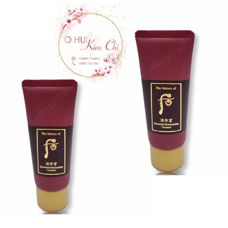 Tuýp kem tẩy trang whoo đỏ Essential Moisturizing Cleaner 30ml