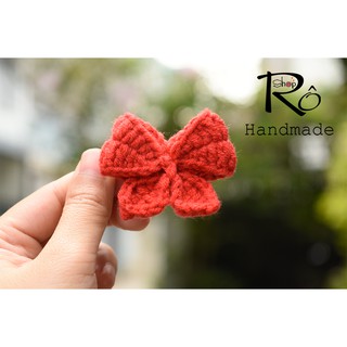 Kẹp tóc nơ len xinh xắn cho nữ và bé gái 5.5cm |Cặp tóc mái dễ thương Handmade |Shop Rô Handmade