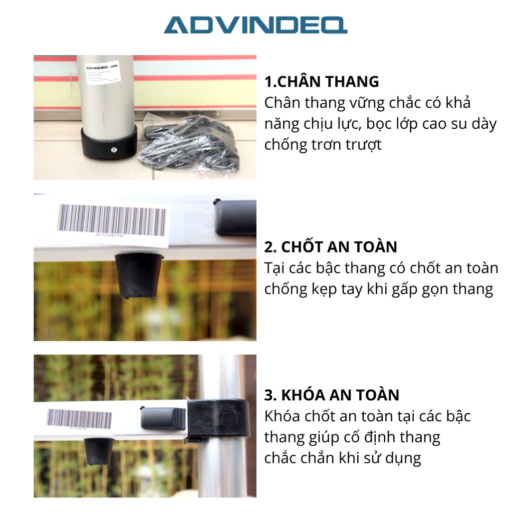 Thang nhôm rút gọn đơn 14 bậc Advindeq ADT214B 4.8m, Bảo hành 24 tháng chính hãng