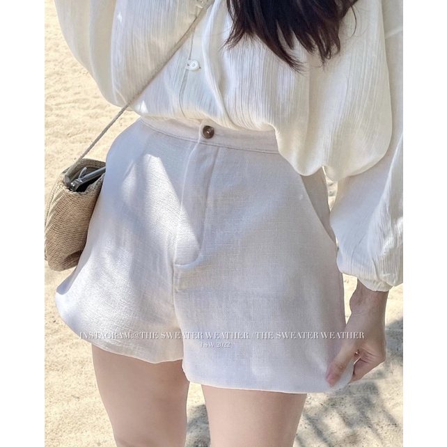 Quần short vải ống cut out vạt bầu the.sweaterweather TSW (ảnh thật)