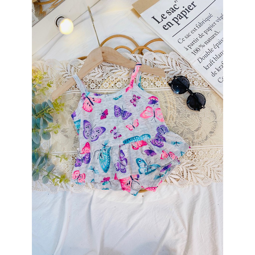 Bộ Hai Dây Dáng BabyDoll Cotton Xuất Xịn Siêu Mát Siêu Xinh Cho Bé Gái 9-21kg