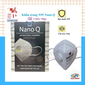 Hộp 20 chiếc khẩu trang Nano Q 5 lớp N95 có màng lọc Nano an toàn, ngăn bụi mịn, ôm khít mặt có van thở