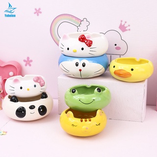 Gạt Tàn Thuốc Bằng Sứ 8.5cm/9.5cm Họa Tiết Hoạt Hình Động Vật Đáng Yêu Kiểu Hàn Quốc