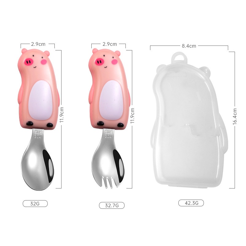 Mô tả Bộ thìa dĩa cho bé tập ăn, Set thìa dĩa gấu dễ thương cho bé tập xúc YEAHCOOK - 1