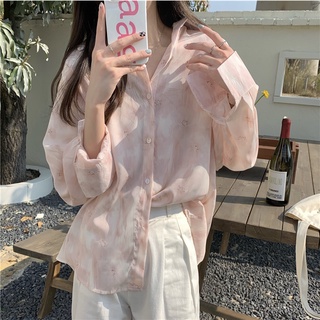 Áo Sơ Mi Voan Hoa Tay Dài Thời Trang Dành Cho Nữ