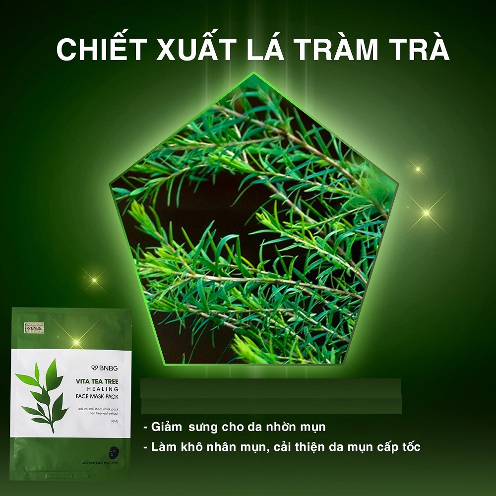 Ảnh Combo 5 Mặt nạ thải bã nhờn, giảm mụn chiết xuất tràm trà BNBG Vita Tea Tree Healing Face Mask Pack 30ml x 5 3