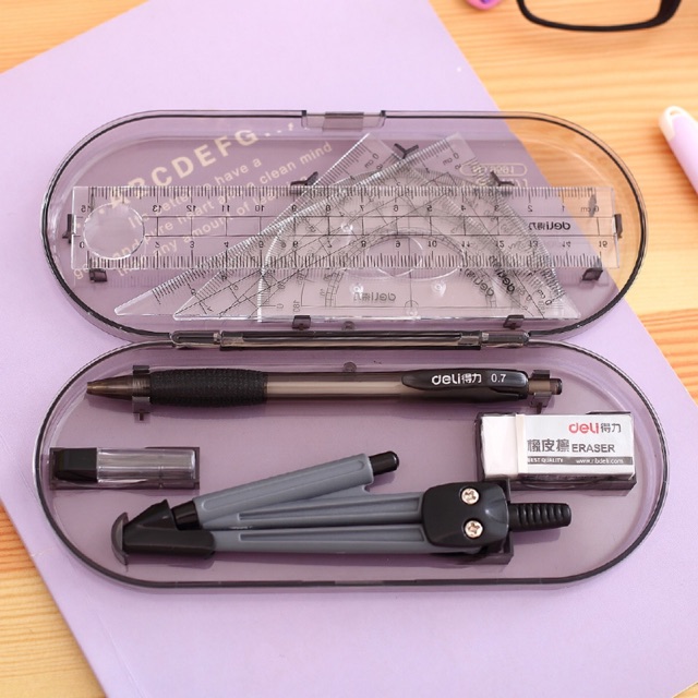 Bộ Compa Thước Kẻ Deli hộp nhựa cứng chất lượng cao | Shopee Việt Nam