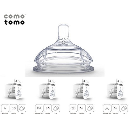 Bộ 2 núm ti silicone Comotomo cho bình sữa Comotomo, trẻ từ 0 đến 6 tháng  tuổi trở lên