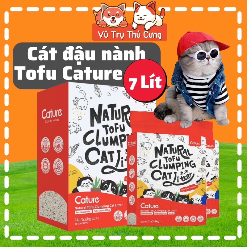Cát đậu nành Tofu Cature hương Sữa, túi 7L (2,8Kg), Cát không bụi, khử mùi trong phòng kín