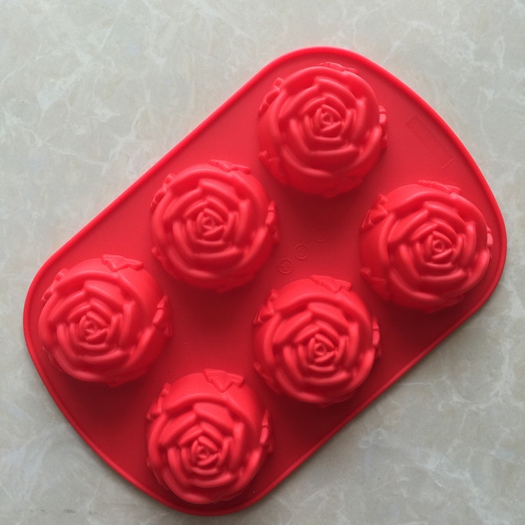 Khuôn silicone Làm Bánh 6 Lỗ Hình Hoa Hồng
