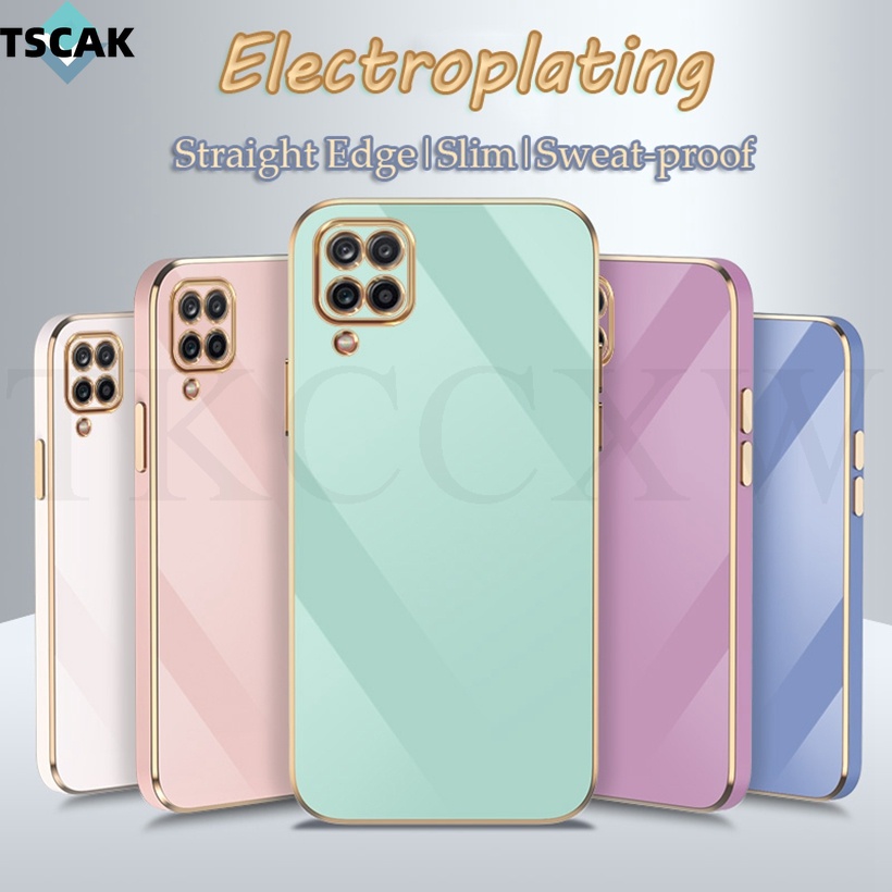 Ốp Điện Thoại Silicon Dẻo Mạ Màu Trơn 6D Sang Trọng Cho Samsung Galaxy M32 M51 M62 M30S M21 M42 M12