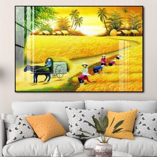 Tranh Treo Tường Cảnh Làng Quê - Tranh Phong Cảnh Laminate Tráng Gương