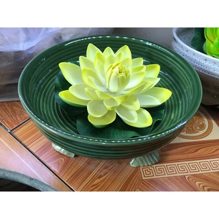 Bát Sen Thả Hoa Dáng Tròn 25cm Bát Tụ Lộc đồ thờ cúng gốm sứ đề ban thần tài hút tài lộc