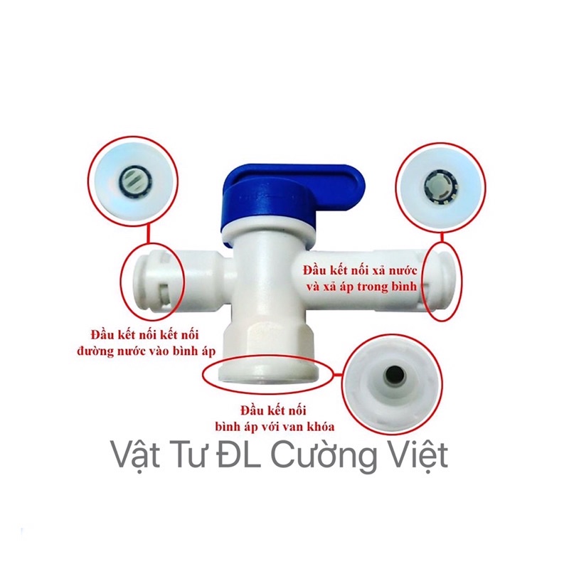 Van khoá bình áp có thải có xả áp. Khoá bình áp máy lọc nước RO ren 13 ...