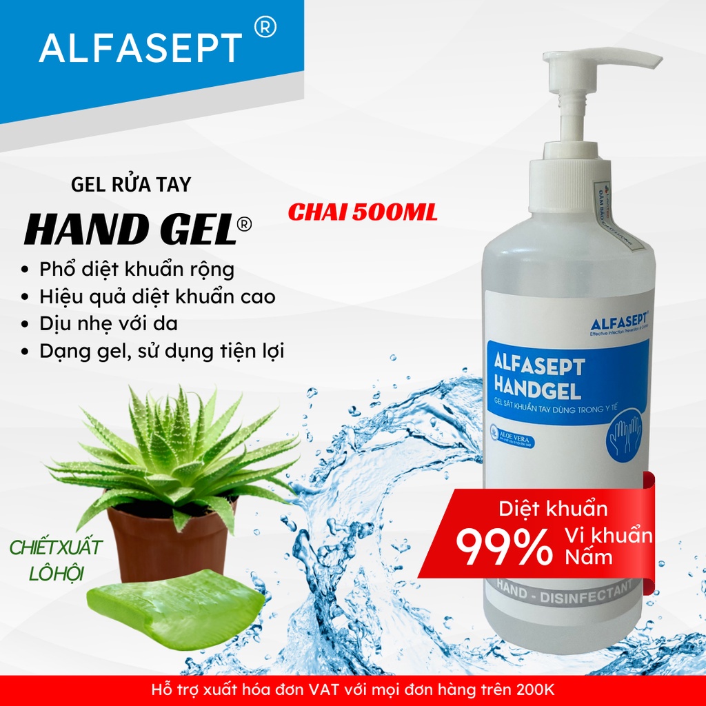 Mô tả Gel Rửa Tay Khô ALFASEPT Handgel Giúp Diệt Khuẩn Toàn Diện, Hiệu Quả Và Tăng Độ Ẩm Cho Da Lọ 500ml - 1