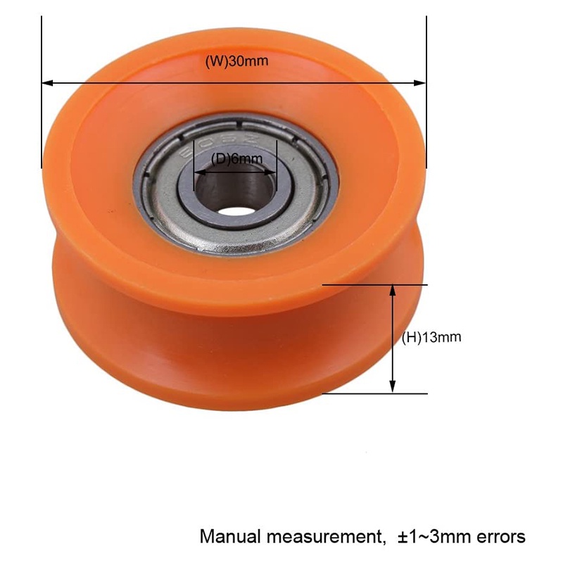 4 Vòng bi thép phủ nhựa 6X30X13mm 606ZZ rãnh chữ U sâu làm ròng rọc dẫn