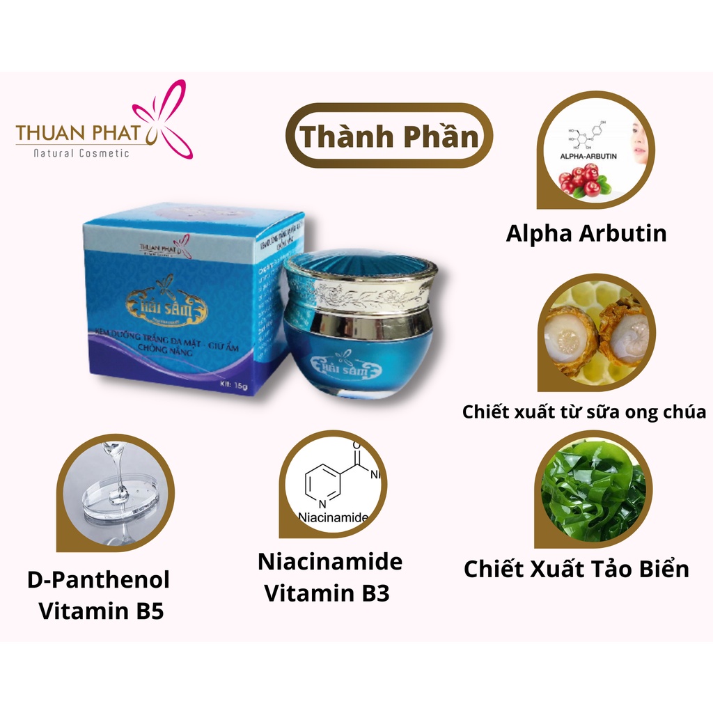 Kem Dưỡng Trắng Da Mặt Giữ Ẩm - Chống Nắng THUAN PHAT NATURAL COSMETIC 15gr