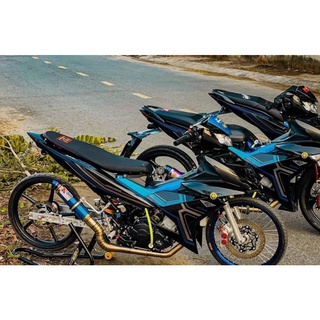 Tem trùm Exciter 150 yamaha  đen xanh dương kẻ nâu - Độ dán team trùm decal xe máy - Team trùm ex decal rẻ đẹp và chất