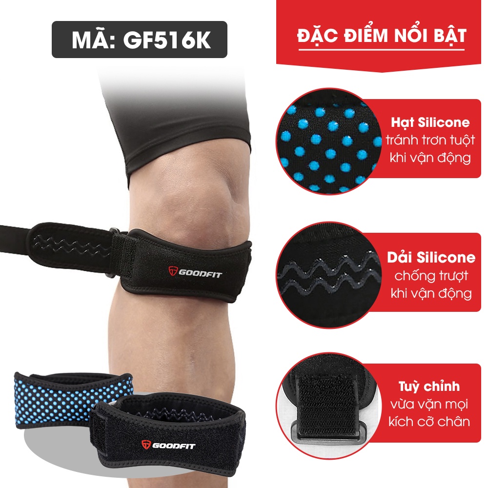 Bó gối thể thao, đai bảo vệ đầu gối GoodFit điều chỉnh dễ dàng, hỗ trợ tập luyện thể dục thể thao