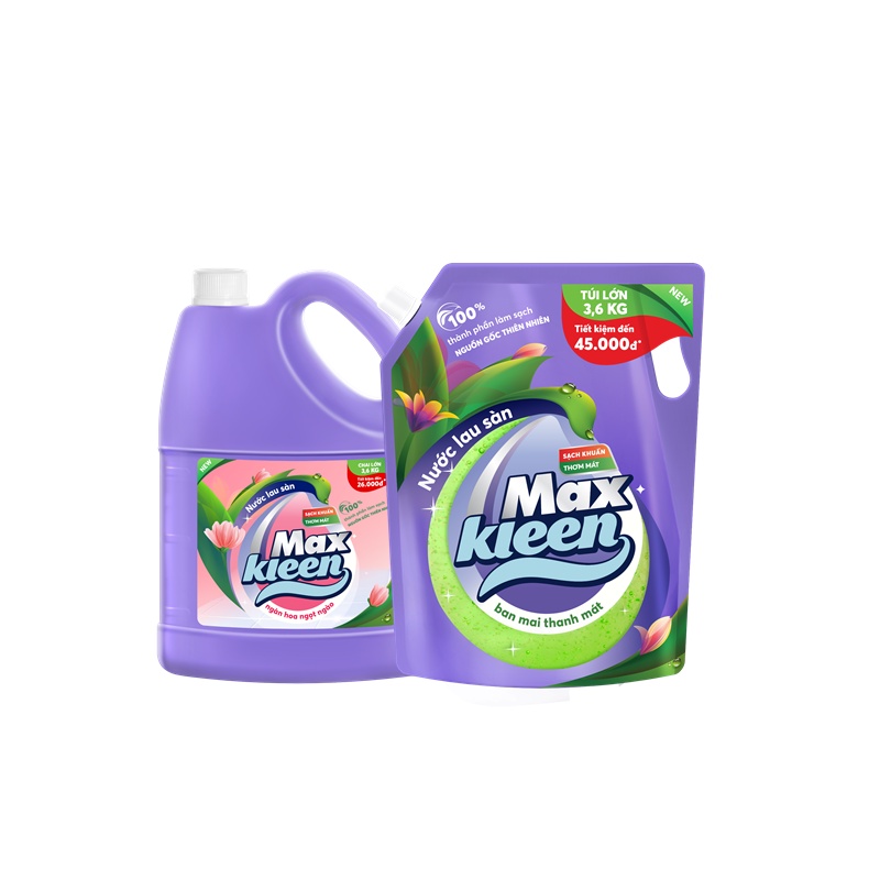 Ảnh Combo Chai Lau Sàn MaxKleen Ngọt ngào 3.6kg + Túi Lau Sàn Ban mai 3.6kg 1