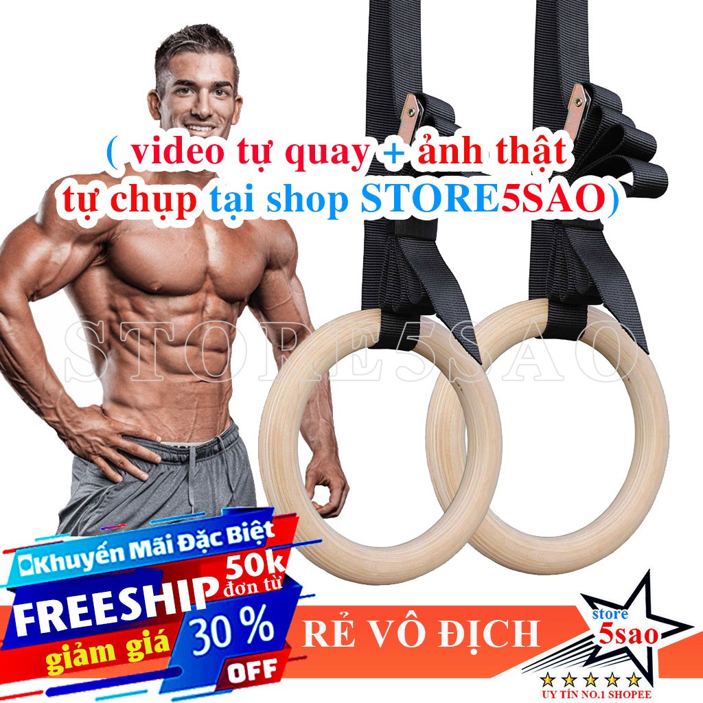 Vòng xà Gymnastic Rings 2022 bằng gỗ ⚡FREESHIP⚡ Vòng xà treo Ring Dip ...