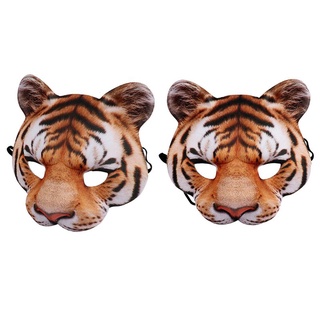 Mặt nạ Halloween unisex 3D hình hổ và lợn, nửa mặt, phù hợp hoá trang cho lễ hội và cosplay