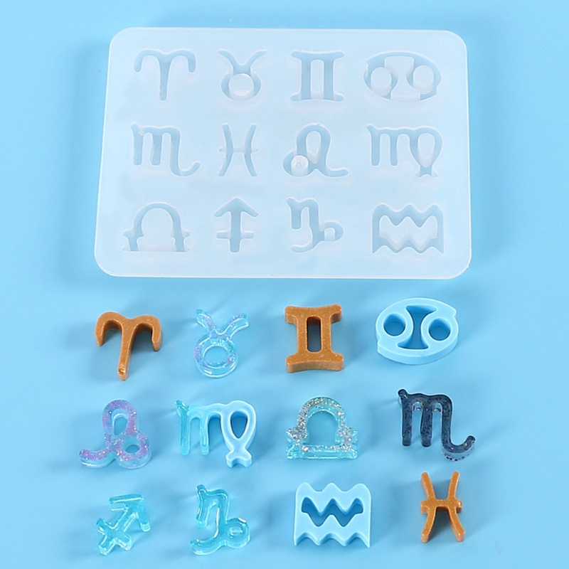 12 Horoscopes Epoxy Resin Mold Pendants Keychain Silicone Mould DIY  Mold