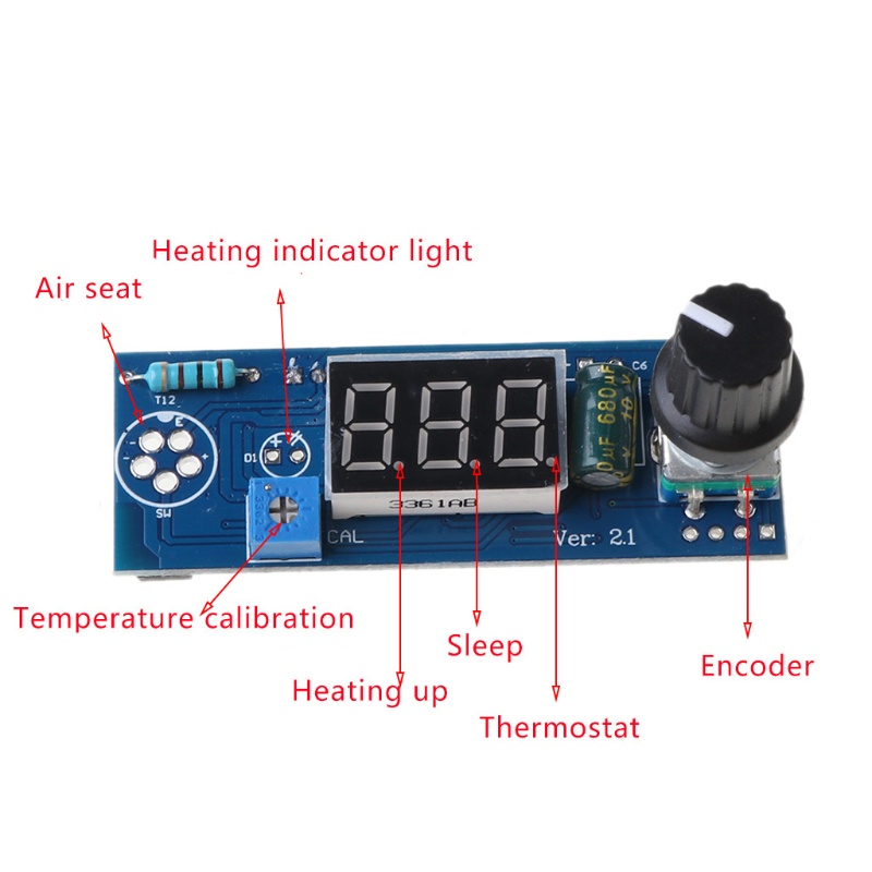 Bộ điều khiển nhiệt độ trạm hàn kỹ thuật số Pealike cho tay cầm HAKKO T12