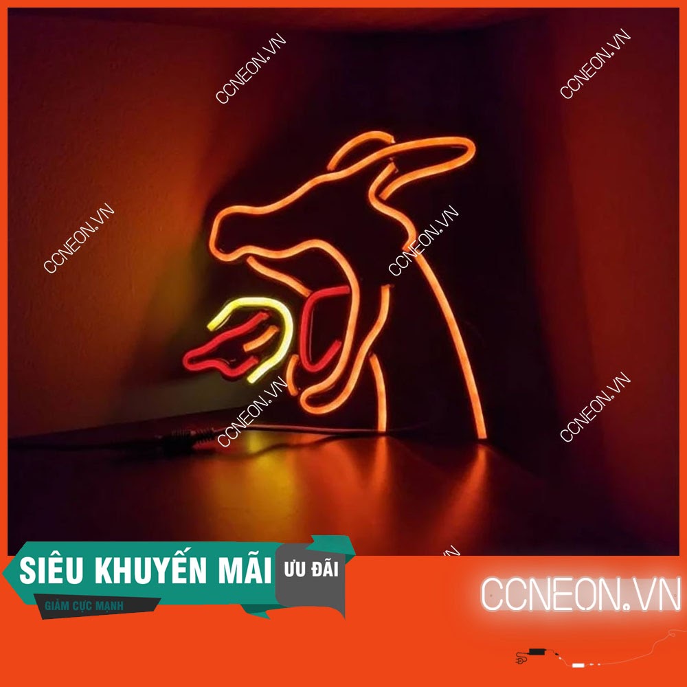 Đèn Trang Trí Led Neon Hình Rồng Charizard (Đèn Led Neon Hình Nhân Vật Pokemon)  [Kích thước 23 cm]