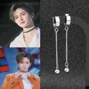 Bông tai titan xích phối bi tròn Chu Chính Đình không gỉ