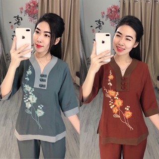 Đũi Y Hoa SaLa Vải Đũi Nữ # Đồ Lam Đi Chùa