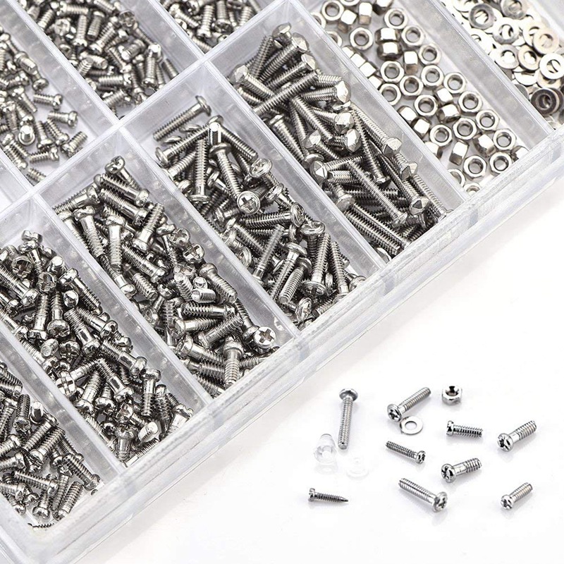 1000 Chiếc Kính Mắt Bằng Thép Không Gỉ Đồng Hồ Sửa Chữa Vít Bộ Thay Thế Bộ Ốc Vít Nhỏ Đai Ốc Các Loại Dụng Cụ Sửa Chữa Bộ