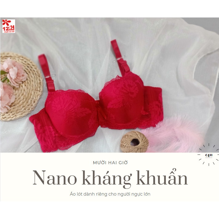 Áo Lót Có Gọng, Áo Ngực Mút Mỏng Ren Cao Cấp E411-68- Thương Hiệu Đồ Lót 12H