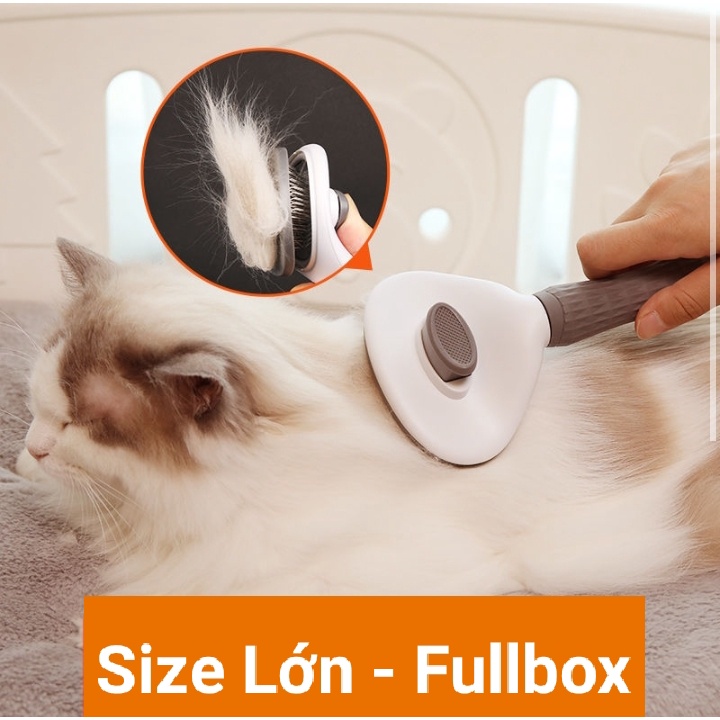 Lược chải lông chó mèo cao cấp Clean size Lớn - Lược có Nút bấm đẩy ...